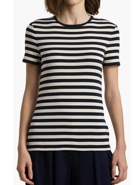 Lauren Ralph Lauren Stripe Stretch Cotton Crewneck Tee
